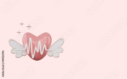 3d rendering of happy valentine's day on pink background