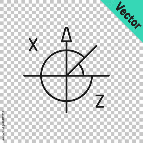 Black line Trigonometric circle icon isolated on transparent background. Vector