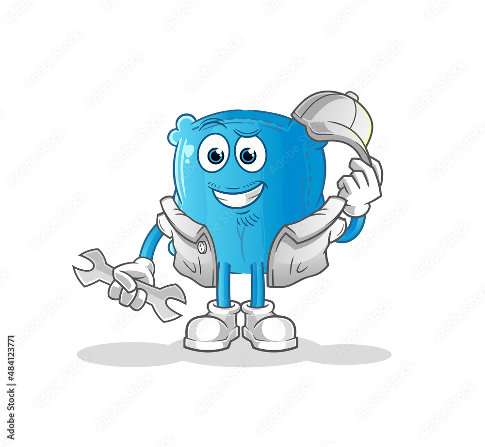 pillow mechanic cartoon. cartoon mascot vector pillow mechanic cartoon. cartoon mascot vector