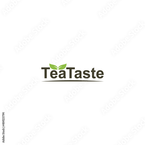 Green tea logo. Vector illustration.Tea bar emblem. Internet shop.