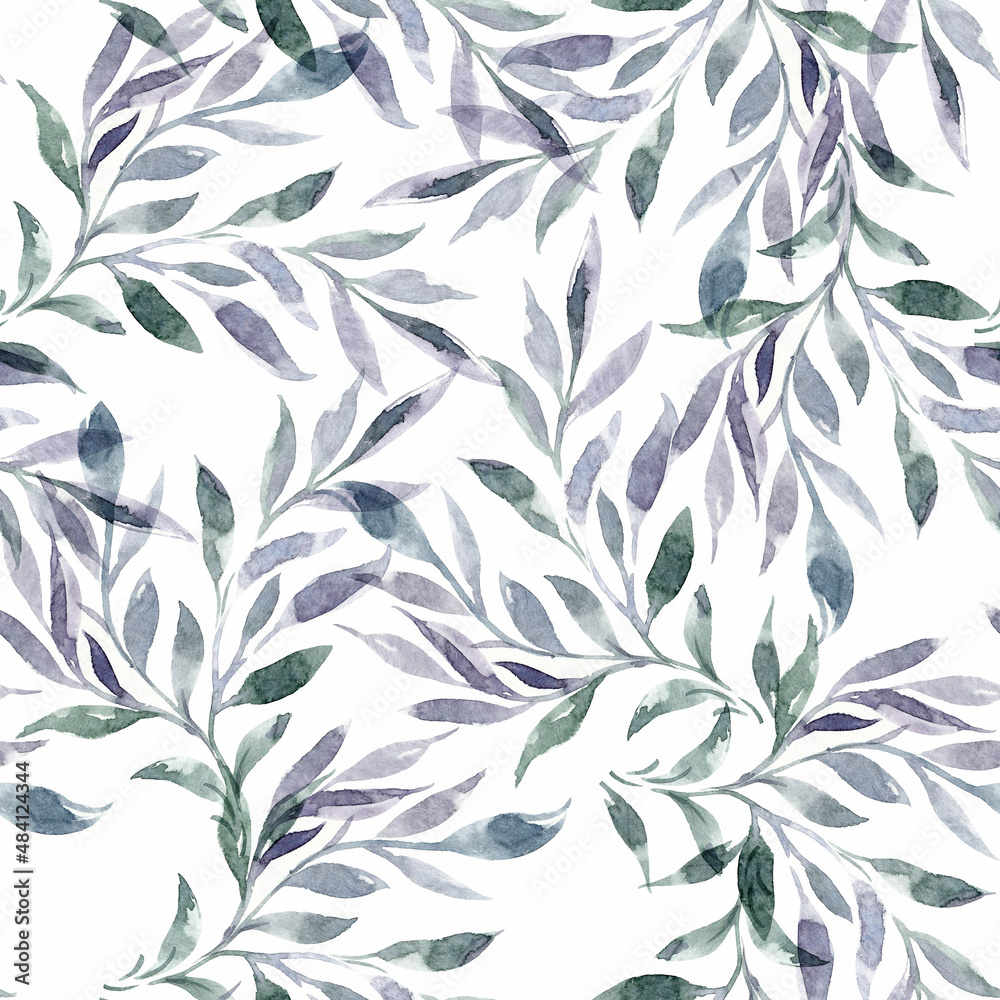 Beautiful seamless pattern with hand drawn watercolor leaves. Stock illustration. Beautiful seamless pattern with hand drawn watercolor leaves. Stock illustration.