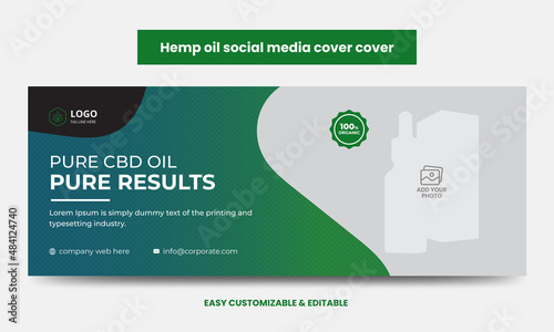 Hemp or CBD product social media cover photo design. Modern cannabis sativa product sale business promotion web banner template