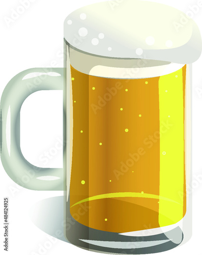 Vector illustration beer mug with froth isolated over a white background