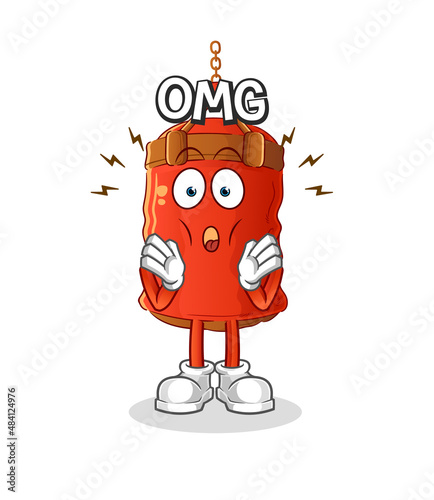 punching bag Oh my God vector. cartoon character