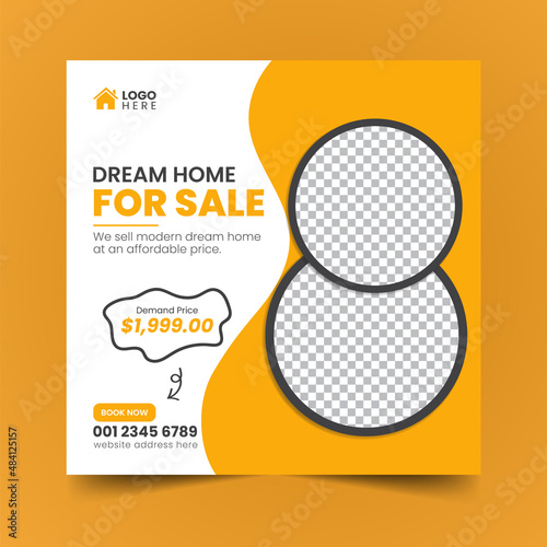 Real Estate Property house Social Media Post Banner Squire Flyer Premium Template Design