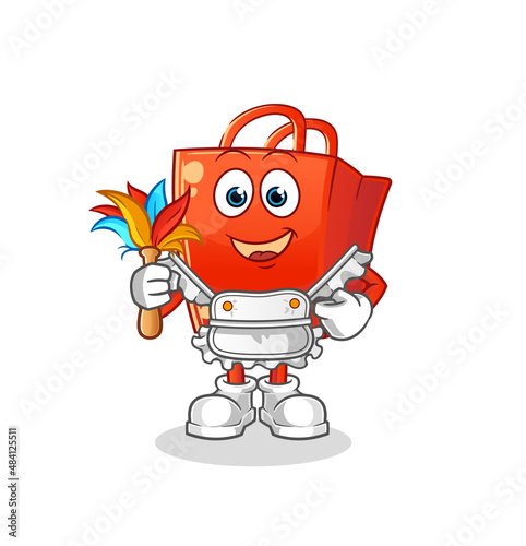shopping bag maid mascot. cartoon vector