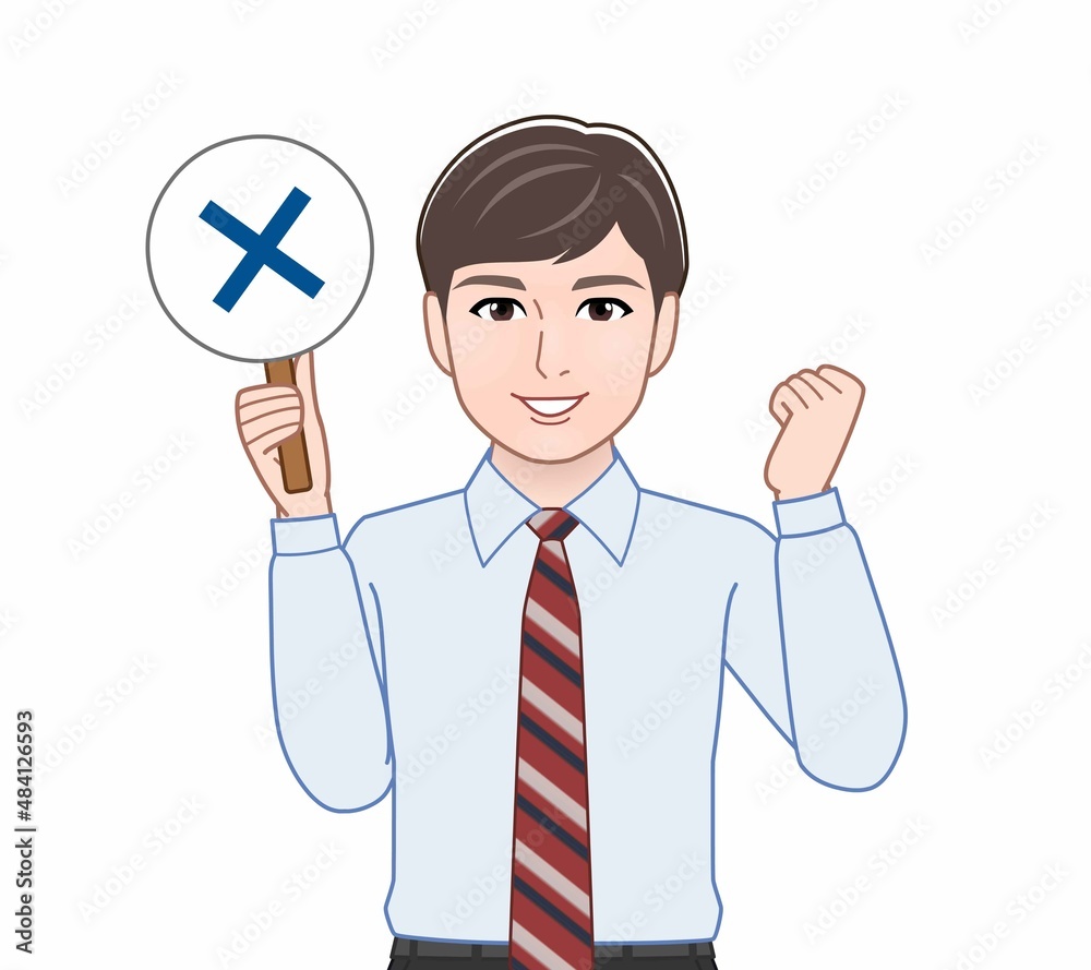 パネルを持って話す人 パネルを持って話す人