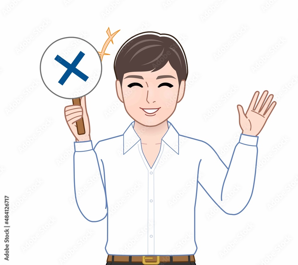 パネルを持って話す人 パネルを持って話す人
