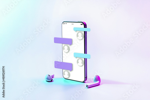 Sms messages chat notification. Bubbles text conversation on smartphone screen. Mail communication connection message technology.