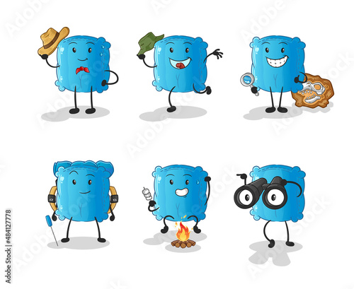 pillow adventure group character. cartoon mascot vector