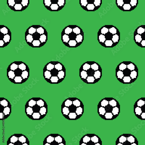 pixel socer ball background Seamless. Football  texture pattern vector  © veronchick84