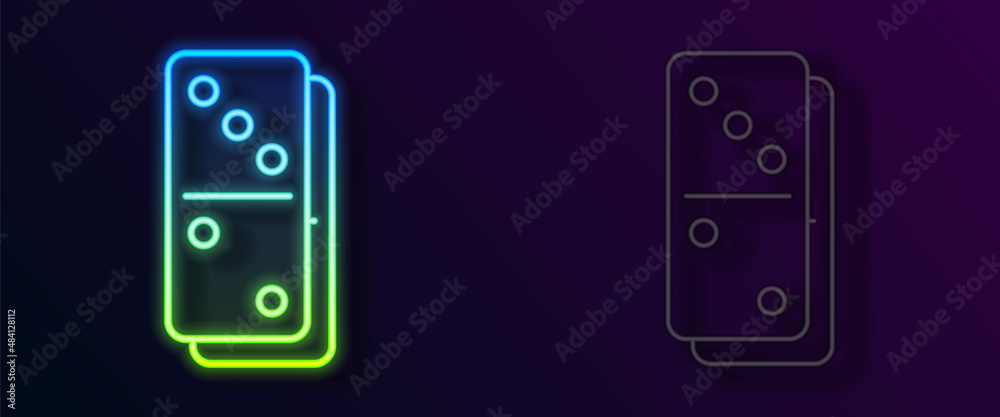 Glowing neon line Domino icon isolated on black background. Vector Glowing neon line Domino icon isolated on black background. Vector
