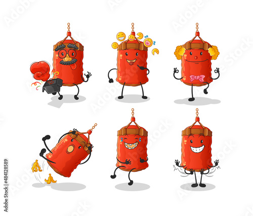 punching bag comedy set character. cartoon mascot vector