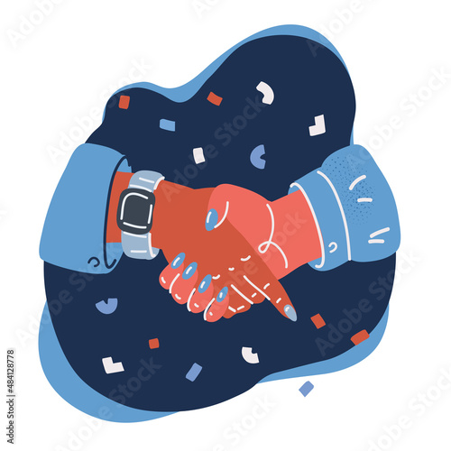 Vector cartoon illustration of Businesswomen shaking hands