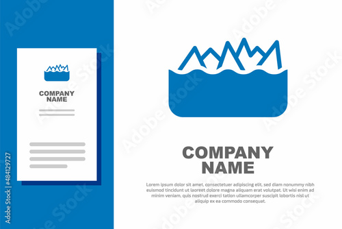 Blue Sharp stone reefs protruding from the sea, a danger to sea ships and vessels icon isolated on white background. Logo design template element. Vector