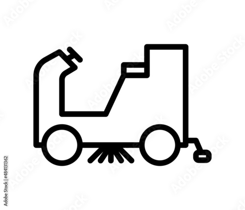 Vacuum cleaner flat line icon. Outline sign for mobile concept and web design, store