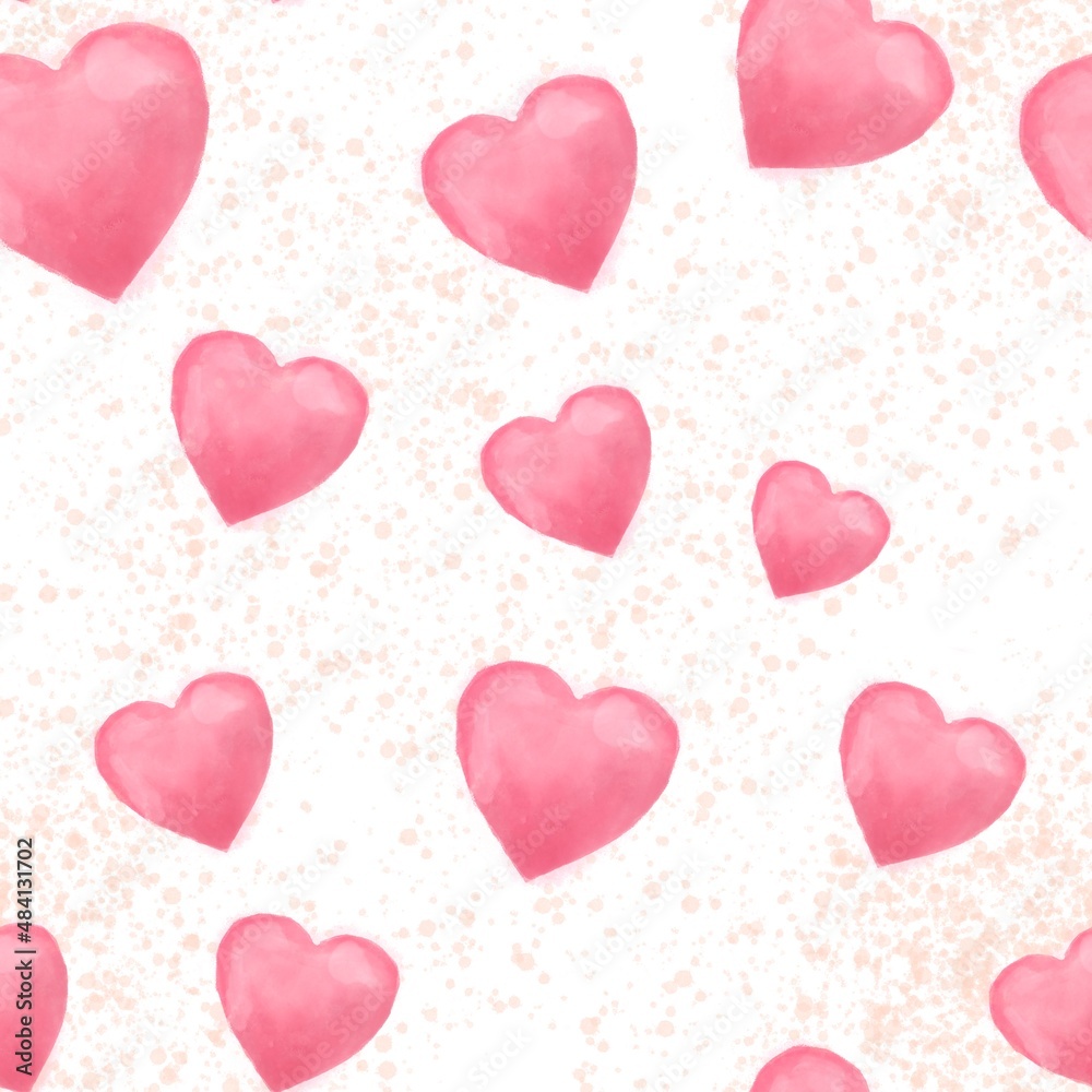 14th February saint Valentine’s Day seamless pattern with pink hearts 