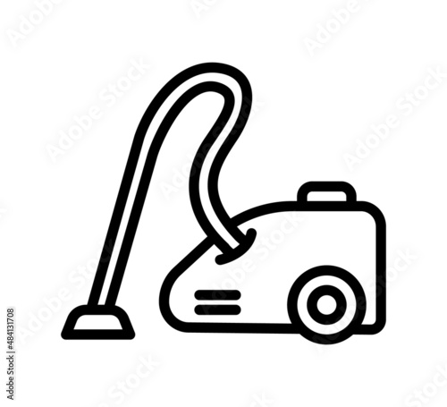 Vacuum cleaner flat line icon. Outline sign for mobile concept and web design, store
