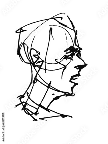 Constructive sketch for a portrait of an adult male. Vector illustration