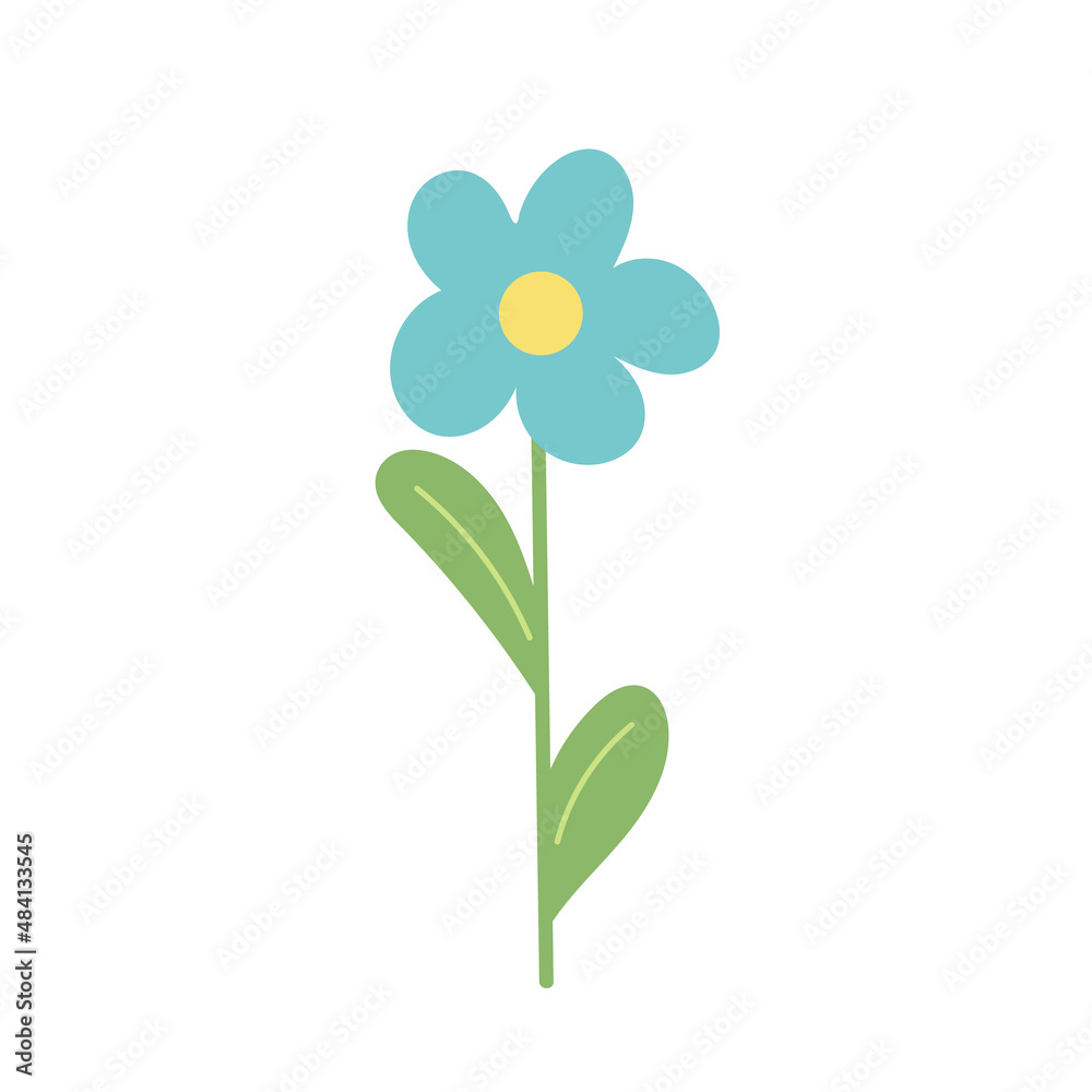 Spring flower growing. Simple vector illustration in cartoom style. Icon on white