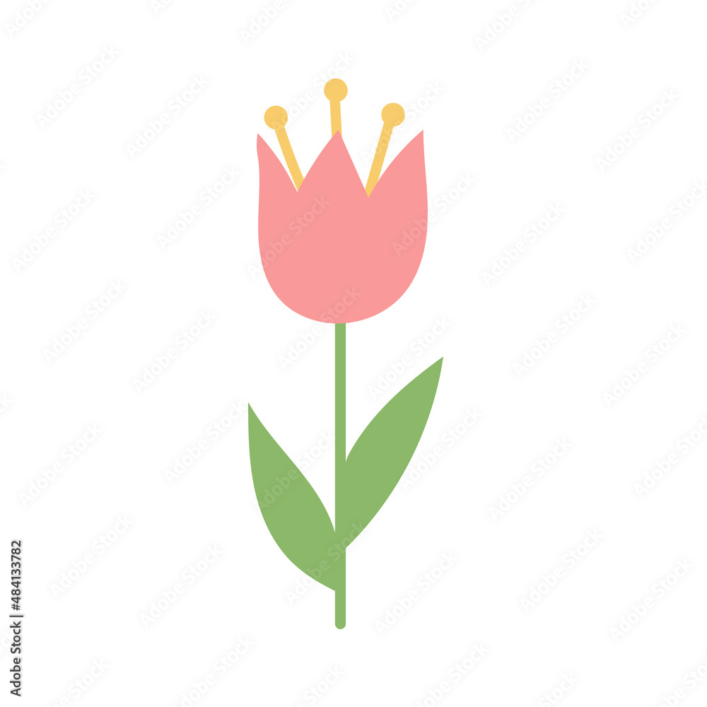 Simple cartoon icon on white background - tulip blooms. 8 March. Women spring day Simple cartoon icon on white background - tulip blooms. 8 March. Women spring day