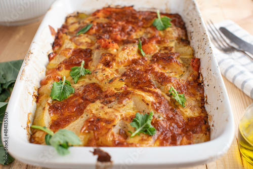 Low carb dish with a kohlrabi, vegetable and cheese casserole