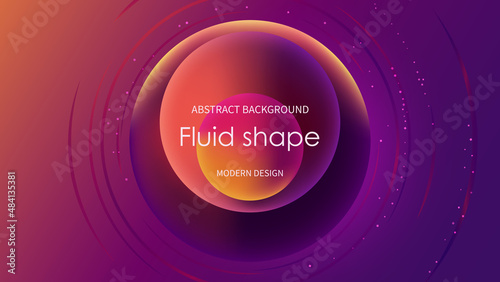 Round fluid gradient shapes composition on vibrant liquid color background. Futuristic design