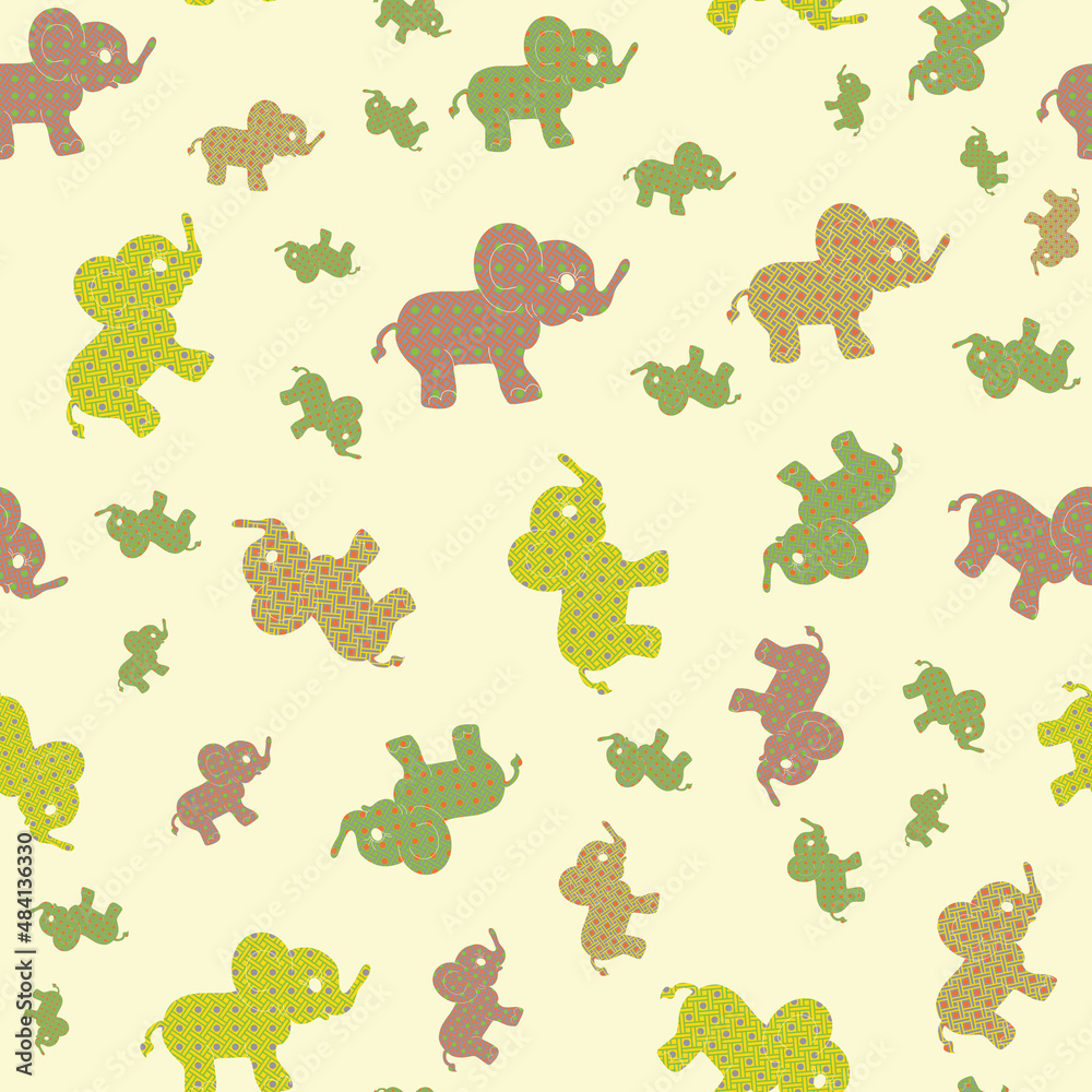 Obraz premium Filled with pattern elephant vector seamless repeat pattern print background