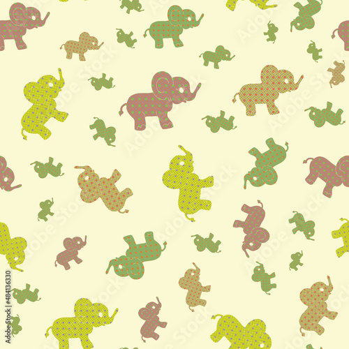 Fototapeta Naklejka Na Ścianę i Meble -  Filled with pattern elephant vector seamless repeat pattern print background