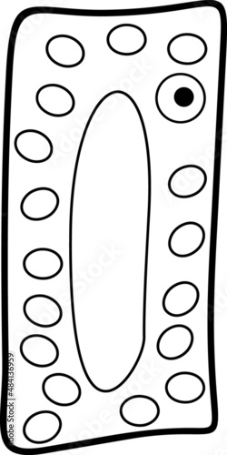 Coloring page with simplified structure of plant cell (chloroplast, nucleus, vacuole, cytoplasm and cell wall)