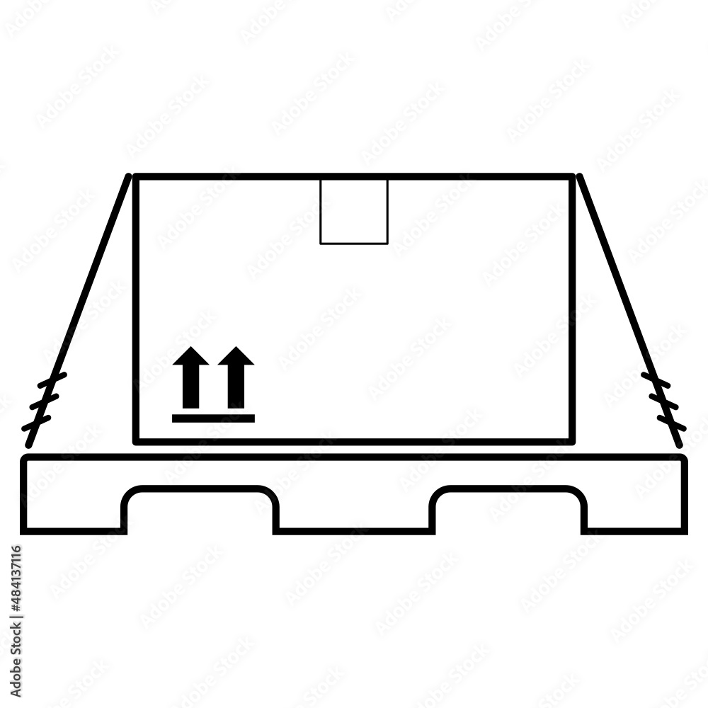 Packing box on a pallet with strapping Packing box on a pallet with strapping