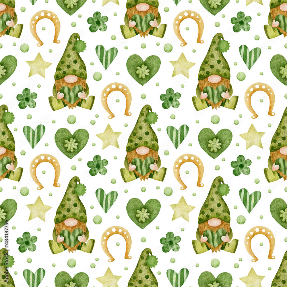 Obraz premium Watercolor seamless pattern for st. patrick's day. 
