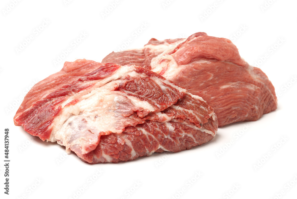 raw beef on white background