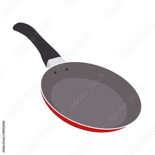 Vector colorful illustration of frying pan isolated on white background