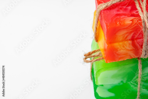 Wallpaper Mural Green and orange handmade soap isolated on white backgorund Torontodigital.ca