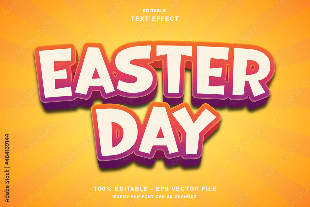 Easter Day Cartoon 3D Editable Text Effect