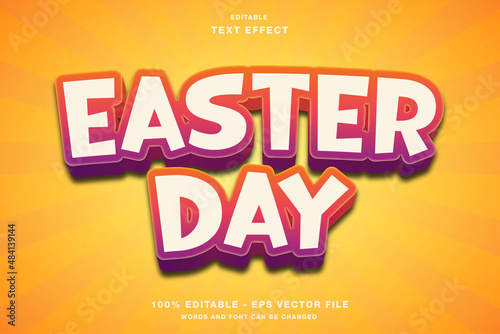 Easter Day Cartoon 3D Editable Text Effect