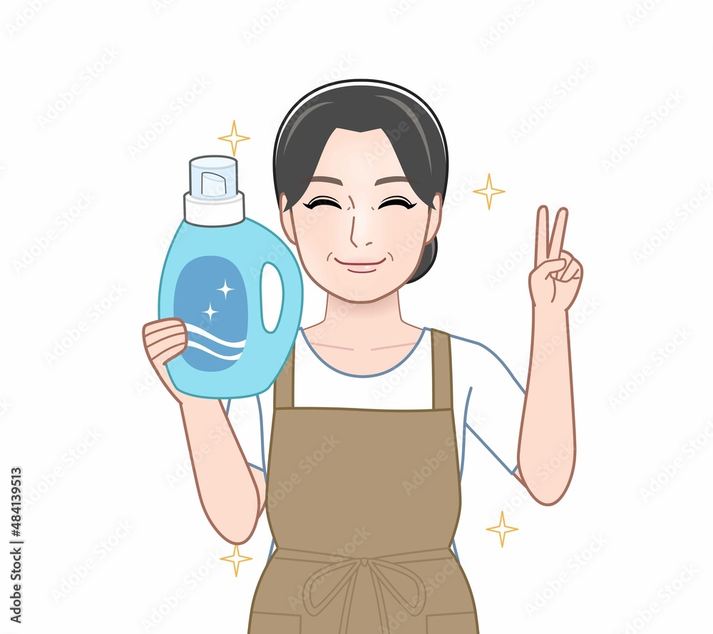 洗濯洗剤を持った女性