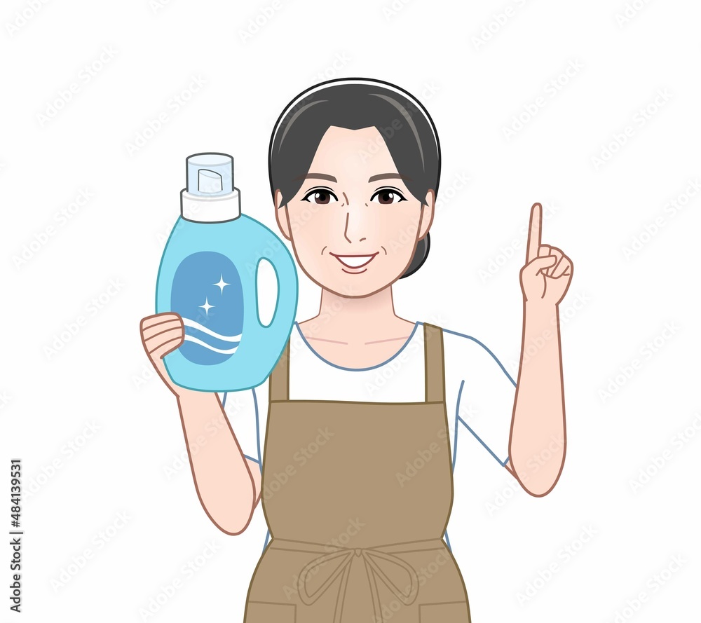 洗濯洗剤を持った女性