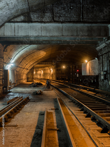 subway, tunnel, rails