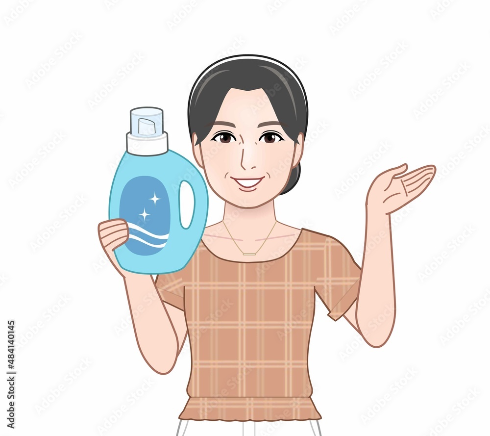 洗濯洗剤を持った女性