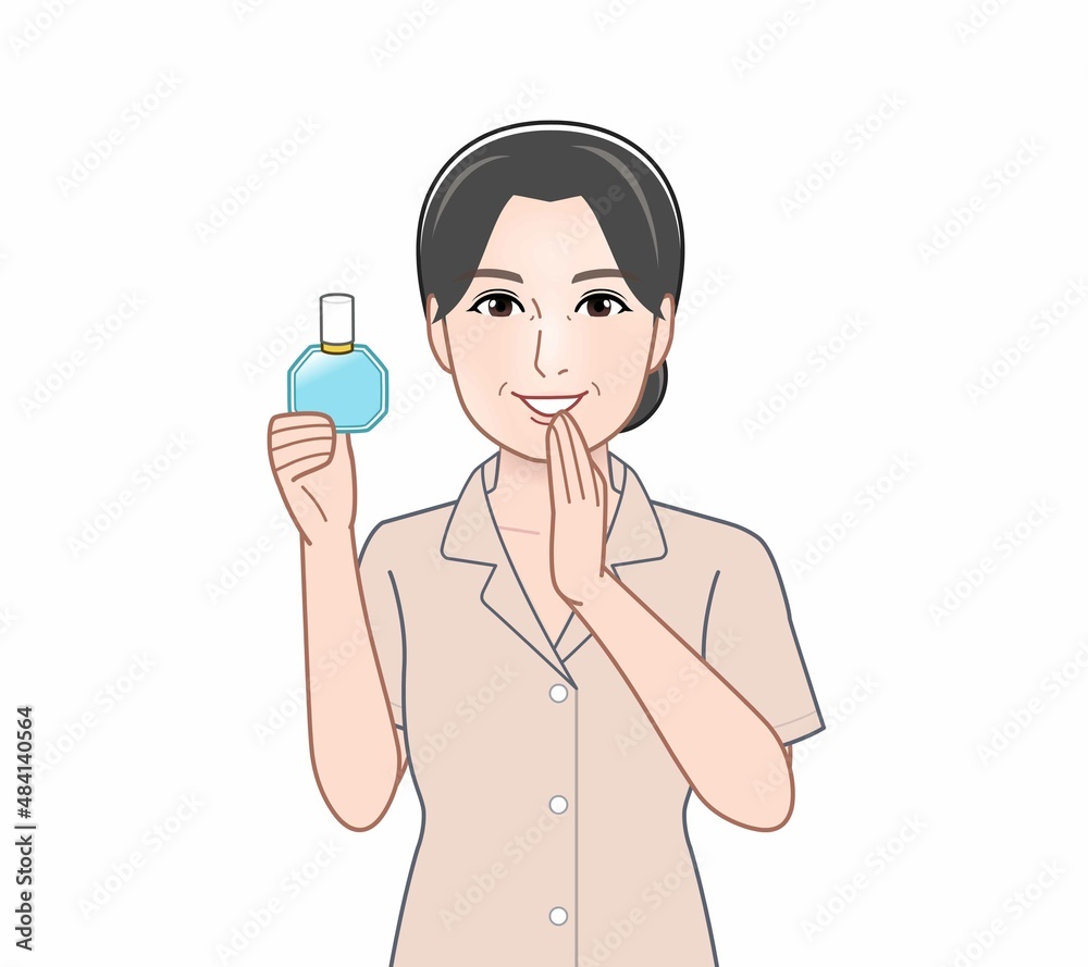 目薬を持った女性 目薬を持った女性