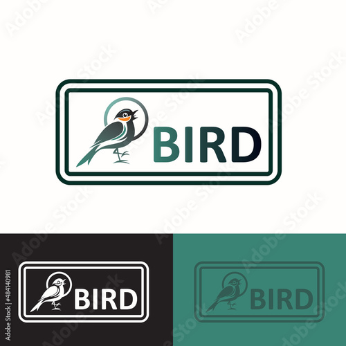 nice bird logotype, silhoutte of small bird vector illustration
