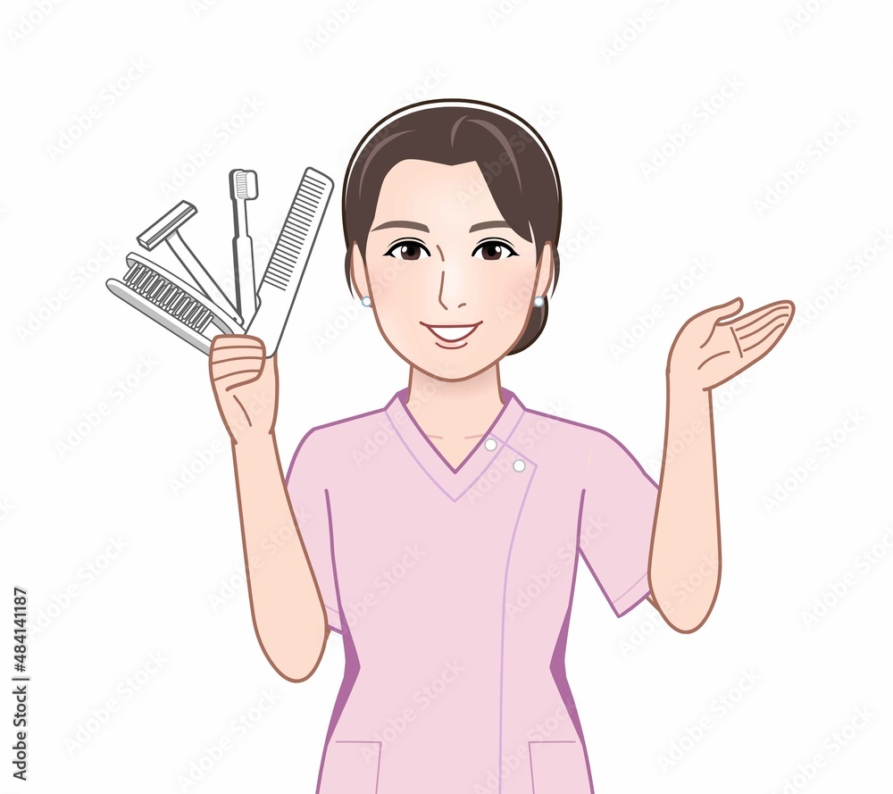 使い捨てゴミを持った女性