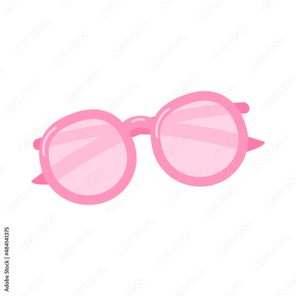 sunglasses pink glasses with transparent glasses on a white background. top view, flat style. isolated vector illustration sunglasses pink glasses with transparent glasses on a white background. top view, flat style. isolated vector illustration