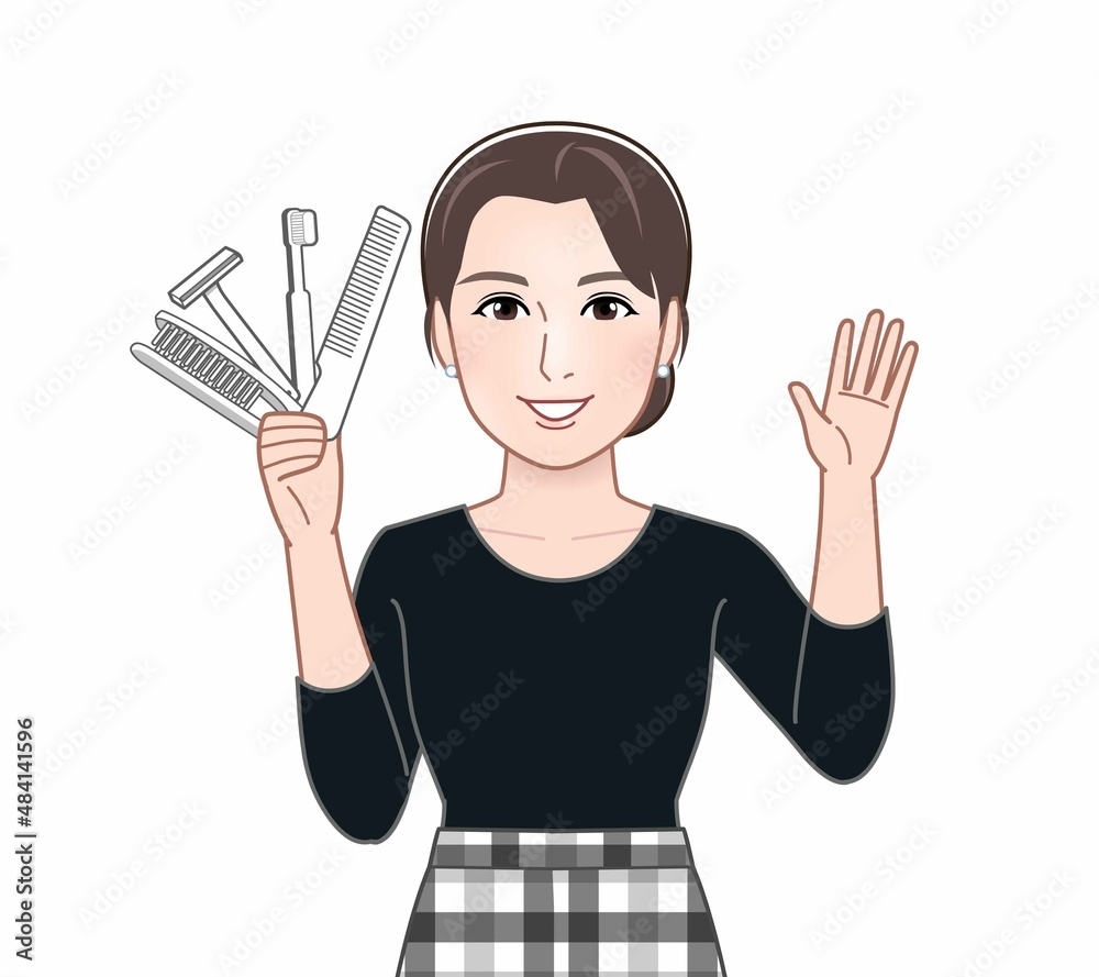 使い捨てゴミを持った女性