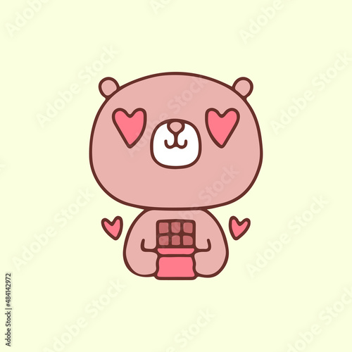 Lovely bear holding chocolate illustration. Vector graphics for t-shirt prints and other uses.