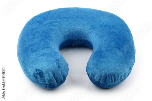  blue neck pillows isolated on white background