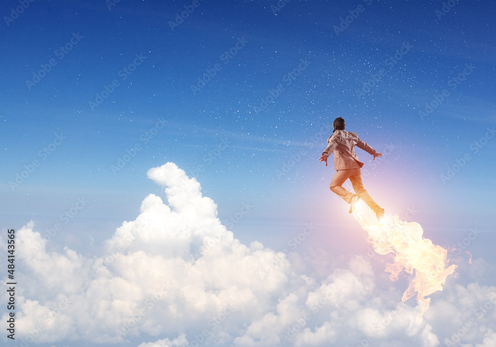 custom made wallpaper toronto digitalBusinessman in suit and aviator hat flying in sky