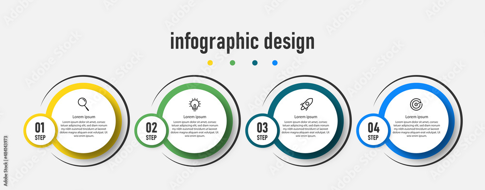 Steps modern circular connecting infographic design elegant ...